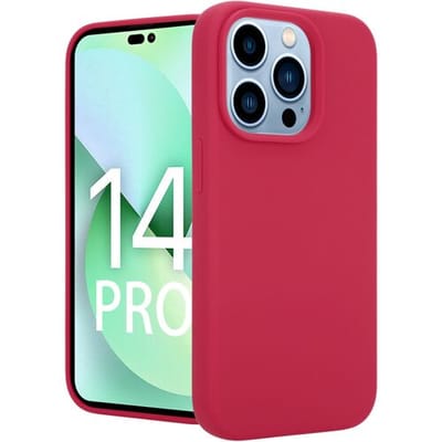 Coverzs telefoonhoesje geschikt voor Luxe Liquid Silicone case iPhone 14 Pro (rood) hoesje - silicone case - optimale bescherming - rood