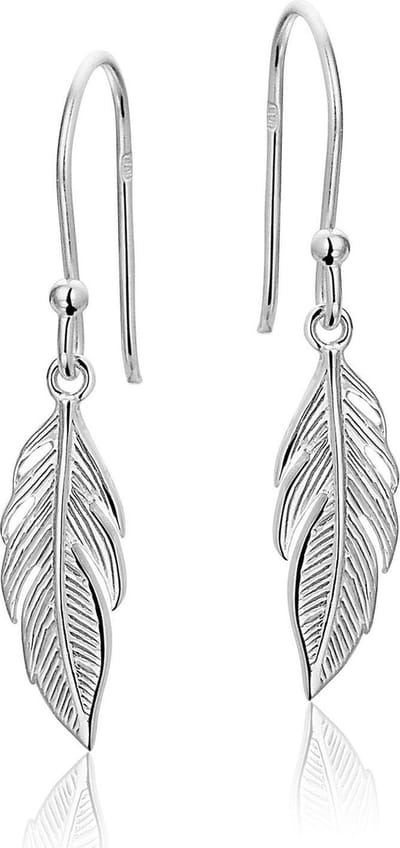 Montebello Oorbellen Berzan - 925 Zilver Gerhodineerd - Veer - 20x6mm