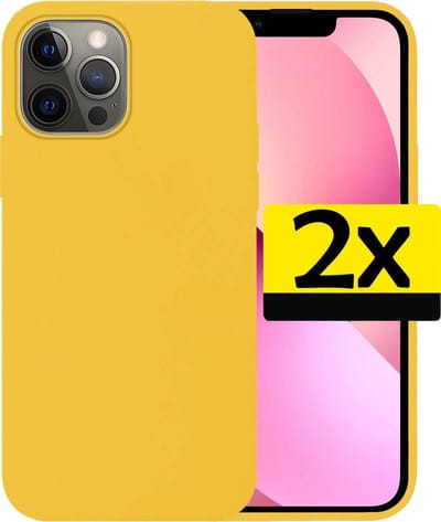 Hoesje - 2 Stuks - Geschikt voor Apple iPhone 13 Pro - Sterk & Shockproof - Case Siliconen - Back Cover - Telefoon Hoes - Telefoonhoesjes - Geel
