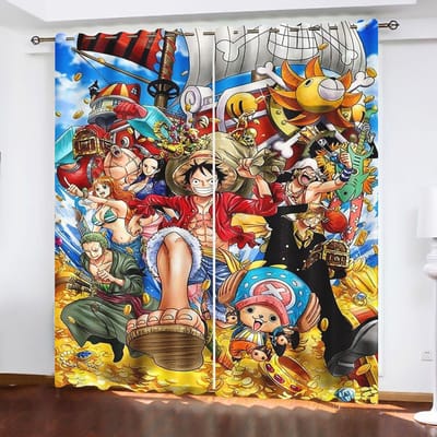 Monkey D Luffy Home Cartoon Gordijn One Piece Schattige Print Lichtfilterende Gordijnen Woonkamer Slaapkamer Hitte- en Zonbescherming 100x140cm