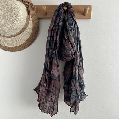 Natuurlijk Gekreukeld Katoen en Linnen Sjaal Dames Nostalgische Retro Literaire Stijl Veelzijdige Lange Sjaal Japanse Buitenlandse Sjaal 65-170cm gray