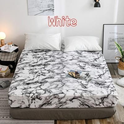 Elastisch hoeslaken Diepe zakken tot 40 cm Marmer bedrukt Geborstelde microvezel Matrashoezen Set Twin Volledige Koningin Koning 5 Maat 6 Kleuren US-T/UK-S：99*190*35cm