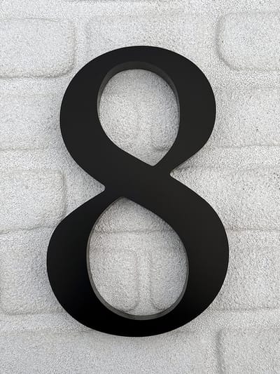 Promessa-Design - Huisnummer 8 Zwart Mat - Acrylaat 3D Groot - Hoogte 30 cm - Dikte 25 mm - onderhoudsvrij - Type 3D/Acrylaat/30/MatZwart/Roma8.