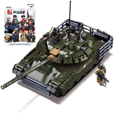 Sluban Hoofdgevechtstank bouwset incl. extra minifigures | WW2 Army | City leger bouwpakketten | Classic creator modelbouw | Technische ideas speelgoed voor kinderen & volwassenen | 798 bouwstenen