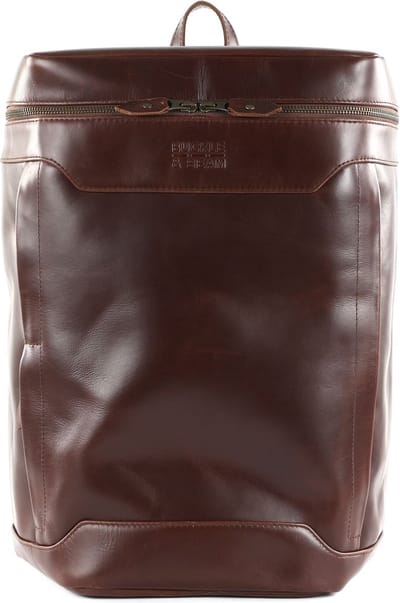 BUCKLE & SEAM Leren Vrije tijd rugzak Rugzak met laptopvak Siwa New Stipes Leather Backpack 23L Brown Donkerbruin