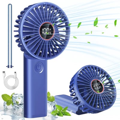 Oplaadbare Draagbare Mini Ventilator met Powerbank 4-in-1, Opvouwbare Persoonlijke Ventilator met LED-Display en 6 Snelheden voor Thuiskantoor en Buitengebruik