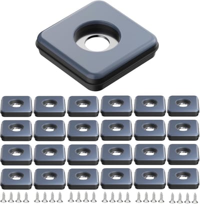24 stuks Meubelglijders voor Zware Meubels - Vierkante Teflon Glijders met Schroeven (30 x 30 mm)