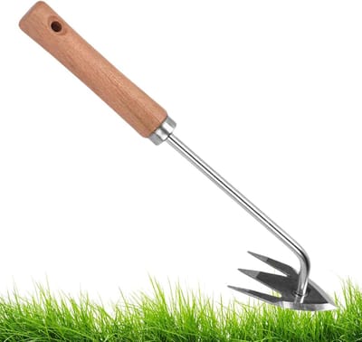 Handmatige onkruidverdelger - Wiedgereedschap tuin - Onkruid verwijderen - Roestvrij staal - 315 cm - Houten handvat