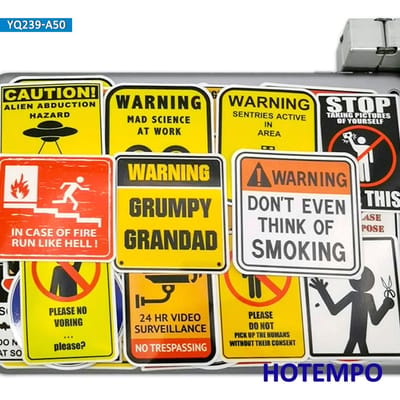 Waarschuwingsstickers Set Gevaar Stop Voorzichtigheid Tips Slogan Voor Laptop Auto Telefoon Motorfiets Bagage Grappige Sticker Pakket 203050 Stuks