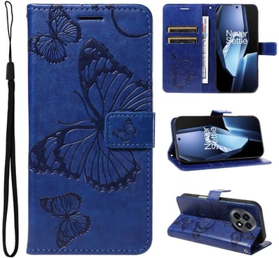Coverup Hoesje - Geschikt voor OnePlus 13R Hoesje - Coverup Vlinders Book Case - Blauw