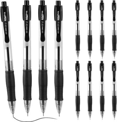 12 Stuks Retractable Rollerball en Gelpennen met Pocket Clip - Zwarte Inkt, Soepel Schrijven voor Volwassenen, School en Kantoor Benodigdheden