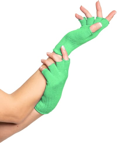 Partychimp Vingerloze Handschoenen voor bij Carnavalskleding Dames Carnaval Accessoires Verkleedkleren Volwassenen - Neon Groen- Katoen/Polyamide/Elastaan - One-Size