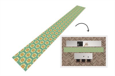 Keukenloper - Keukenmat - Zonnebloem - Patronen - Tandwielen - Retro - 400x50 cm - Keuken vloerkleed