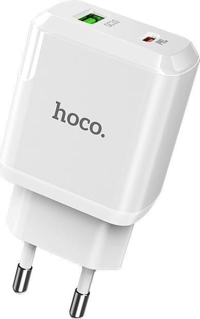 HOCO N5 Favor - 2-Poort Oplader PD 20W + QC3.0 - EU Plug - Snellader - Voor Apple iPhone en Android - Wit