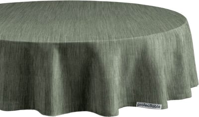 Protecttable - Rond Tafelzeil Linnenlook Olijfgroen Ø138cm - Tafelkleed Afwasbaar - Kunststof