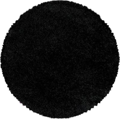 Flycarpets Azure Vloerkleed Rond - Zwart - Hoogpolig - 160x160 cm