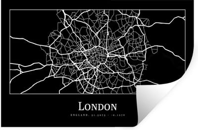 Muurstickers - Sticker Folie - Kaart - Stadskaart - Londen - Plattegrond - 30x20 cm - Plakfolie - Muurstickers Kinderkamer - Zelfklevend Behang - Zelfklevend behangpapier - Stickerfolie