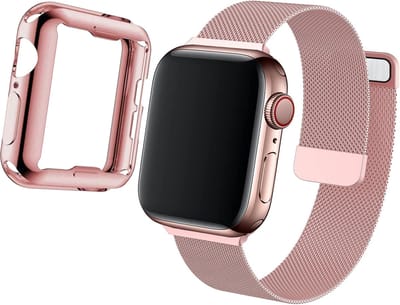 Hoesje + Bandje geschikt voor Apple Watch 40 mm Series 4 - Roségoud Milanese Band