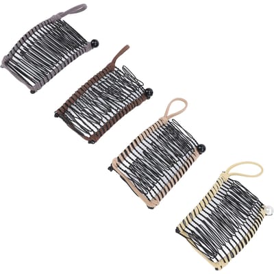 4 stuks 20 tanden Stretch Banaan Kam Klem Lichtbruin Grijs Geel Donkerbruin Haar Banaan Clips voor Krullend Dik Golvend black