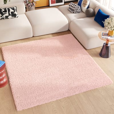 Tapiso Essence Square Vloerkleed Roze Modern Hoogpolig Tapijt Maat- 160x160