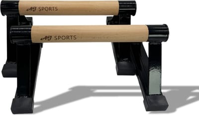 AJ-Sports Houten Parallettes - Opdruksteunen - Dip bars - Calisthenics - Push up Grips - Push up bar - Hoge Kwaliteit Parallettes met Metalen basis. Calisthenics - Fitness - 17 CM hoog!