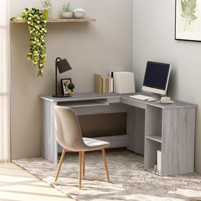 vidaXL - Hoekbureau - 120x140x75 - cm - bewerkt - hout - grijs - sonoma - eikenkleurig