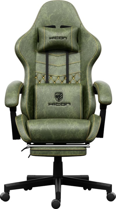 HICON® Gamestoel – Gaming Stoel – Gaming Chair met Voetsteun | Gamer Stoel - Vittoria Groen