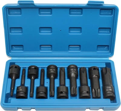 1/2 Inch Torx Slagsleutel Opzetstuk Set, 10-Delig Extra Lang met Koffer