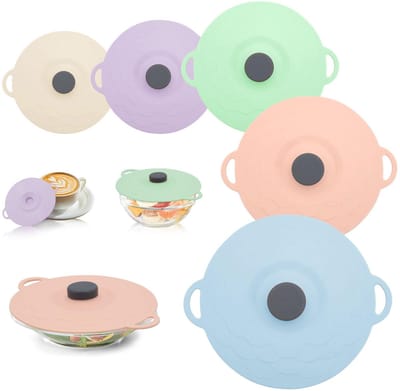 Dailygoods- Siliconen Deksel Herbruikbaar - 5 Stuks - Rekbaar - Hittebestendig - Stofdicht - Voor Keuken/Voedsel Bewaren - Voedseldeksel