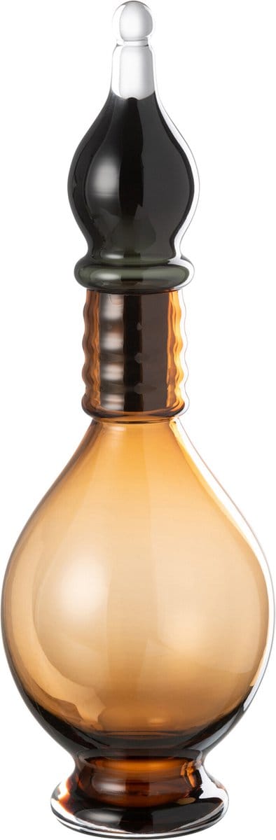 J-Line vaas + stop flesje Joey - glas - bruin - medium