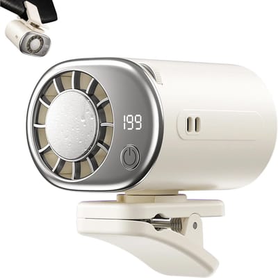 Auto klemventilator wit - draagbaar mini koelsysteem met display, 360° draaibaar en 199 snelheden voor autoritten en werk
