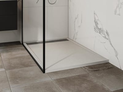 Vente-unique Opzet- of inbouwdouchebak van hars – Wit – 120 x 80 cm - Snijdbaar - LYROSA