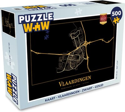Puzzel Kaart - Vlaardingen - Zwart - Goud - Legpuzzel - Puzzel 500 stukjes