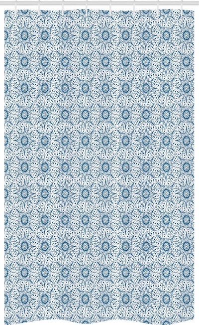 ABAKUHAUS Douchegordijn Blauw-Wit – Bloemenpatroon – 120x180 cm