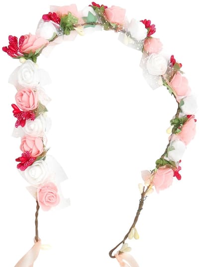 Dailygoods- Haarkrans met Rozen - Bloemenhaarband - Vintage Hoofdband - Duurzaam Sieraad - Geschikt voor Feestjes - Lichtgewicht en Aangenaam Draagcomfort - Bloemenhoofddeksel