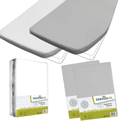 Dexitex Textielpakket Frans bed - 1 molton met 2 hoeslakens - rechts 2 x Licht grijs