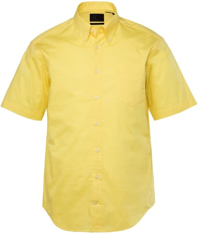 JP 1880 - Heren - Overhemd korte mouw buttondown-kraag modern fit - Citroengeel - Maat 3XL