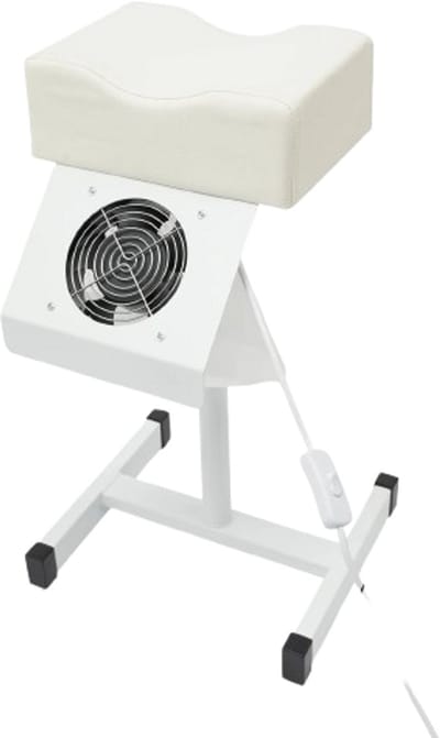 Velori Pedicure Voetsteun met Stofafzuiging - Verstelbare Pedicurekruk - Manicure Voetsteun - Nagelsalon Beensteun - Pedicure Standaard met Ventilator - 48-68 cm Wit