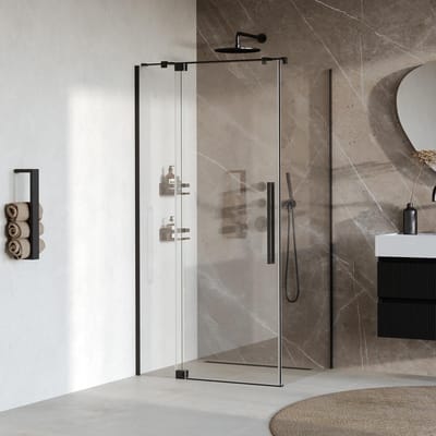 Brauer Stellar - Douchecabine met Draaideur - Helder Glas - 100x100x200 cm - Omkeerbaar - incl. Glascoating - Mat Zwart