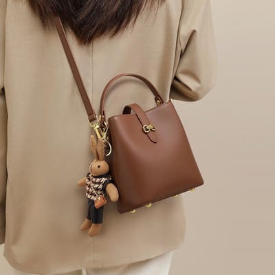 Nieuwe Herfst- en Winter Dames Tas Crossbody Bucket Bag Echt Leer Veelzijdig Hoge kwaliteit Handtas Tas brown