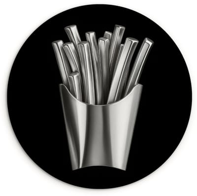 WallCircle® Wandcirkel 120x120 cm - Muurcirkel Frietjes - Futuristisch - Zilver - Muurdecoratie woonkamer - Wanddecoratie slaapkamer - Kamer decoratie accessoires - Ronde schilderijen XXL