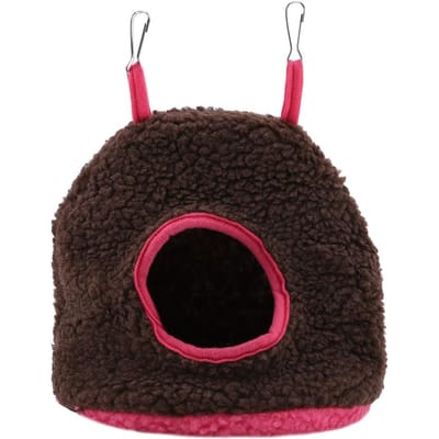 Papegaai Nest Berber Fleece Warm Pluche Hangmat Hangende Schommelbed Grot voor Huisdier Vogel Donkerbruin