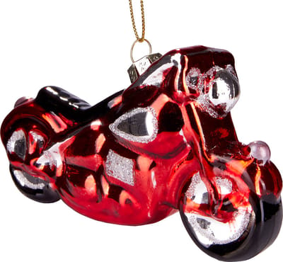 BRUBAKER Motorfiets Rood - Handgeschilderde Glazen Kerstbal - Handgeblazen Kerstversiering - Grappige Kersthanger - Kerstboom Decoratie - 12 cm
