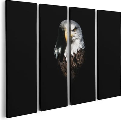 Artaza Canvas Schilderij Vierluik Adelaarkop - Adelaar - 80x60 - Foto Op Canvas - Canvas Print