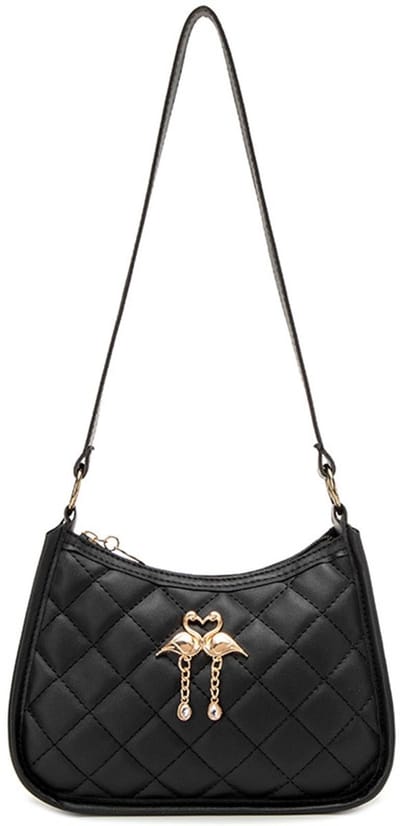 Cosensi- Handtas Klein - Schoudertas Dames - Faux Leer - Retro 90s - Zwart - 20 x 6 x 13 cm