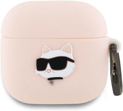 3D Siliconen Hoesje voor AirPods 4 - Schokbestendige Beschermhoes met Karabijnhaak (Roze)