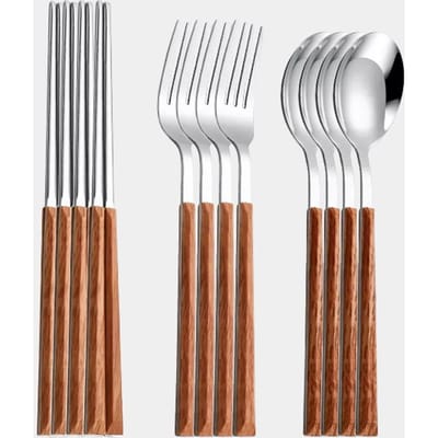 Set de Couverts Coréens en Acier Inoxydable 304 Option Couteau de Camping Fourchette Cuillère Baguettes Vaisselle Luxe Set de Couverts 12-16 Pièces Option Vaisselle Complète