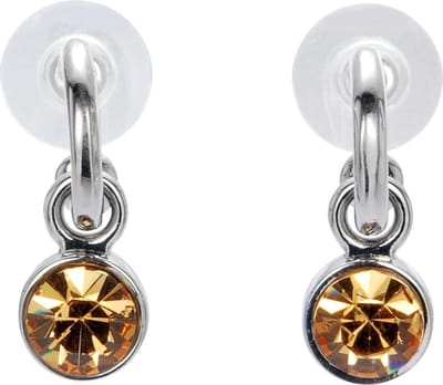 Behave - Oorstekers dames - zilverkleur - amberkleur kristal - chic