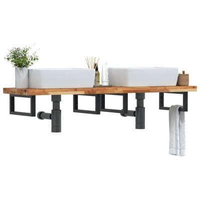 vidaXL - Badkamer - wandschap - staal - en - massief - acaciahout