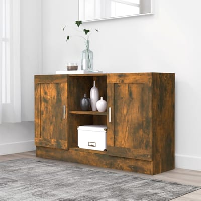 vidaXL - Dressoir - 120x30,5x70 - cm - bewerkt - hout - gerookt - eikenkleurig